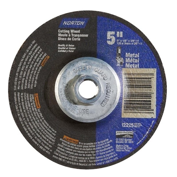 Norton Co Abrasives Metal Type 27 Depressed Center Wheel, Size: 5 x 1/8 x 5/8-11 662528-43615 - main